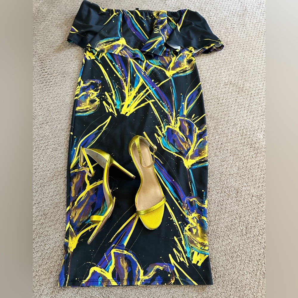 Rue107 Strapless Multi-black Dress